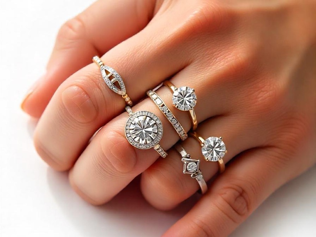 Rings styled on each finger