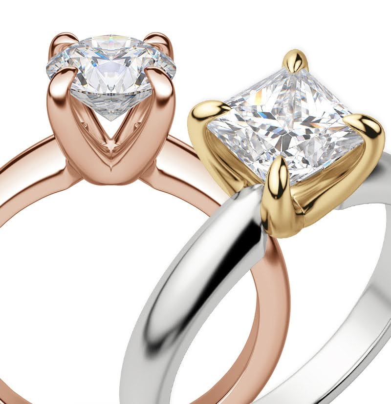 Two prong engagement ring settings