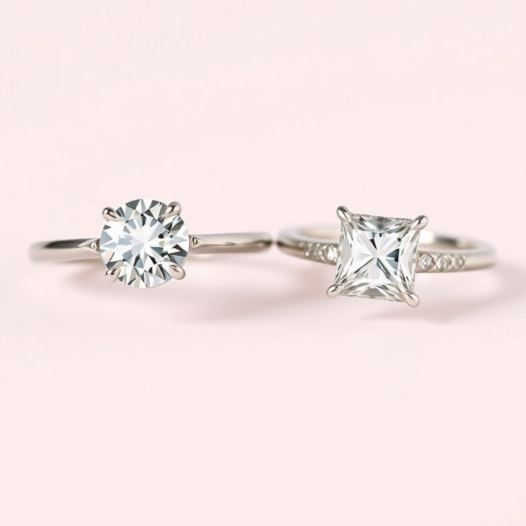 Princess cut and Round cut Rings