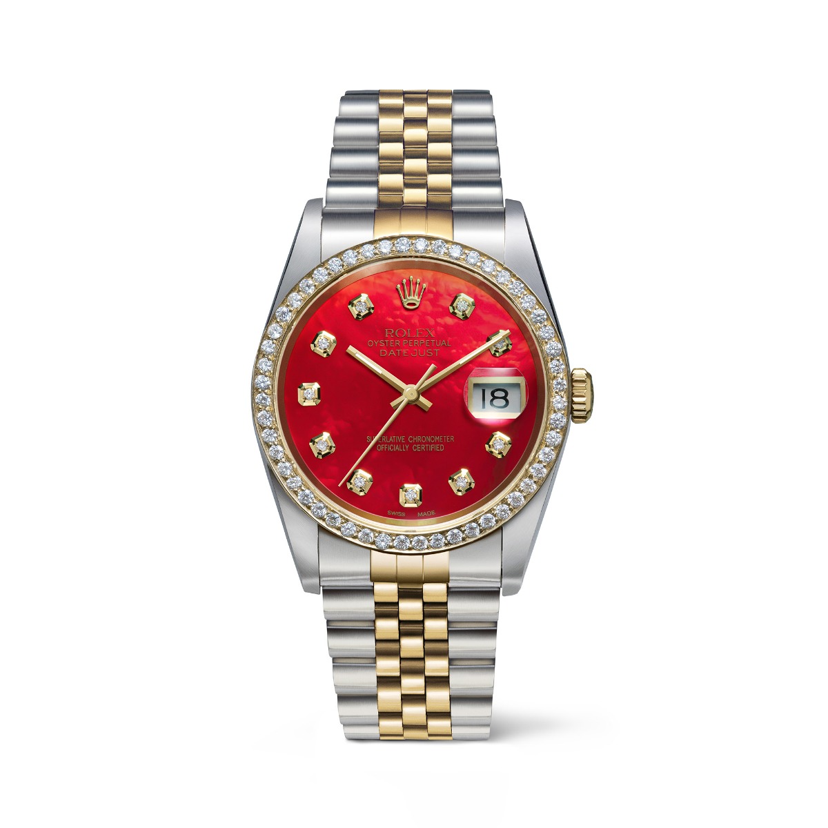 Red Mother of Pearl Diamond Dial