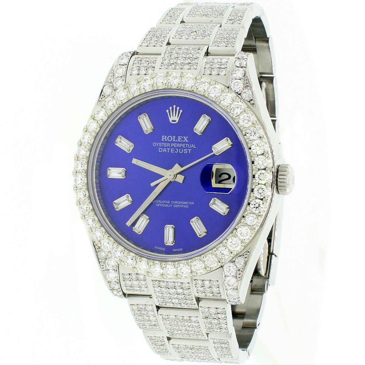 Rolex Datejust II 41mm Imperial Blue MOP Diamond Dial, Bezel &amp; Bracelet 10.65ct