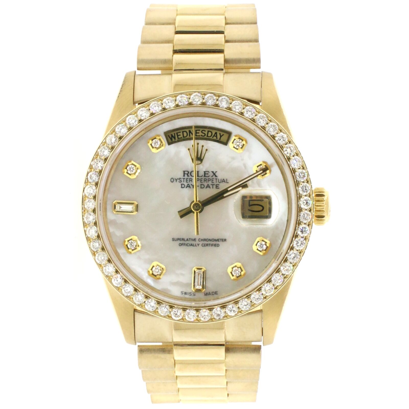 Rolex President Day-Date 18K Gold 36MM with custom Diamond Dial and Bezel