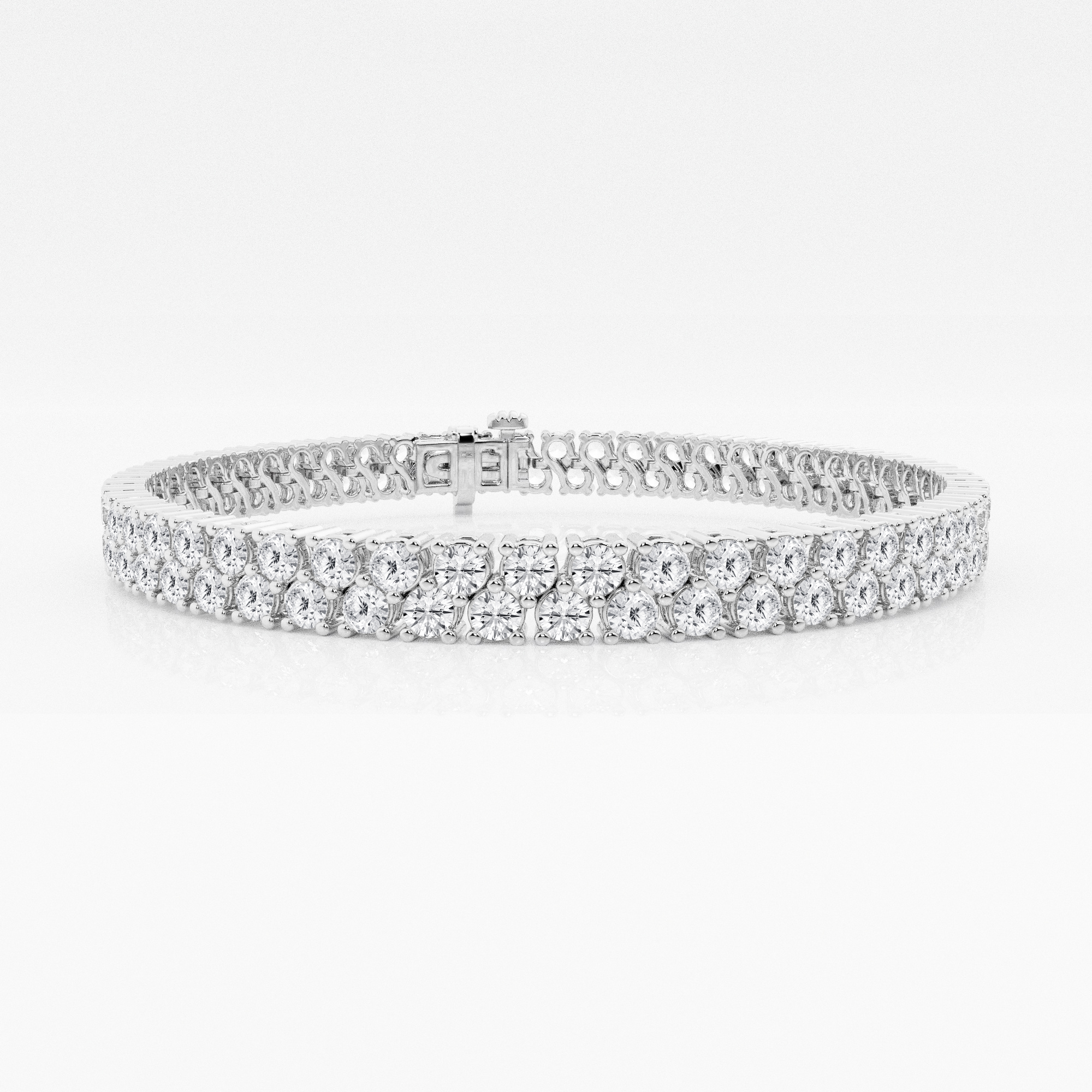 9 1/2 ct. tw. Round Diamond Double Row Fashion Bracelet in 14K Gold