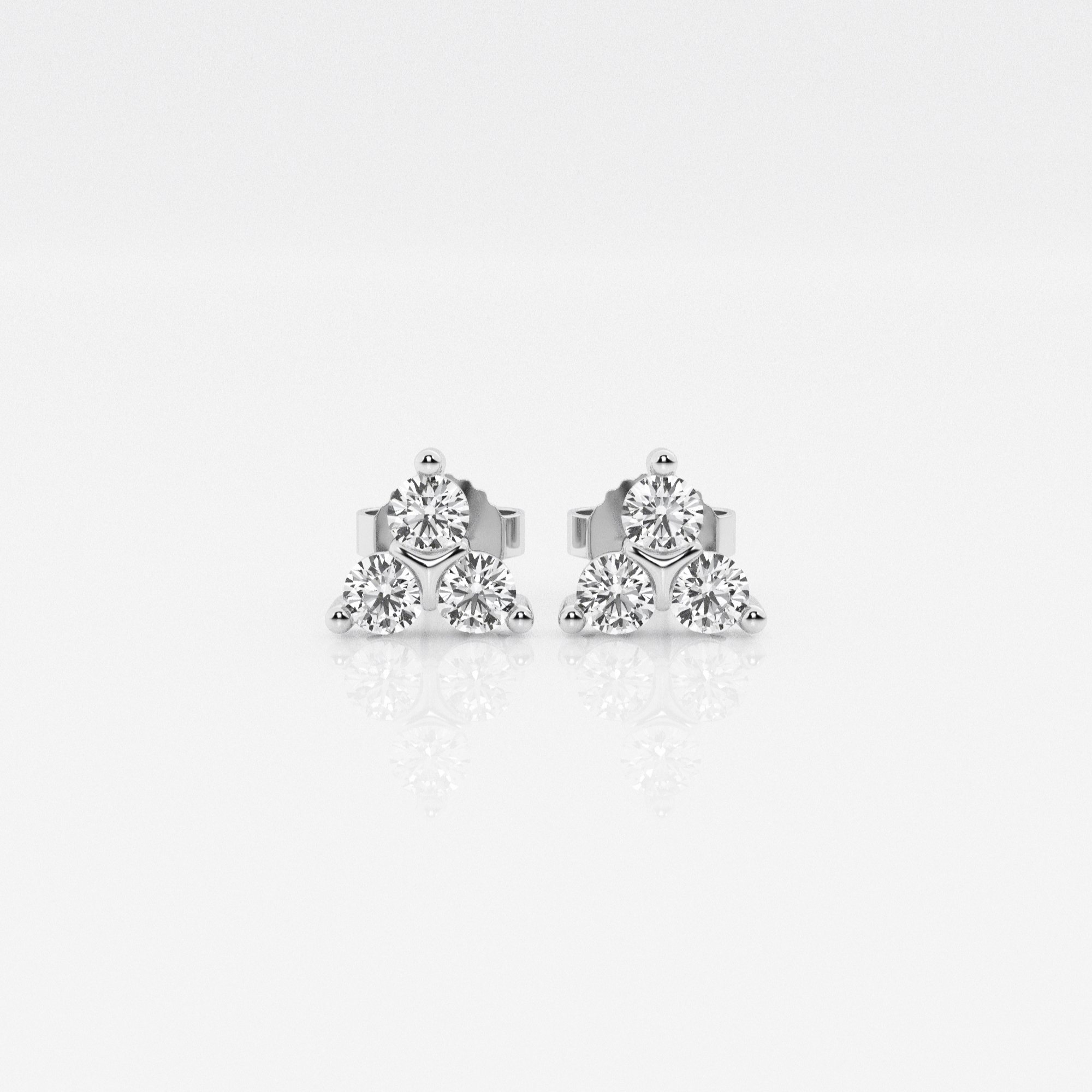 1/2 ct.tw. Round Diamond Three Stone Stud Earrings in 14K Gold