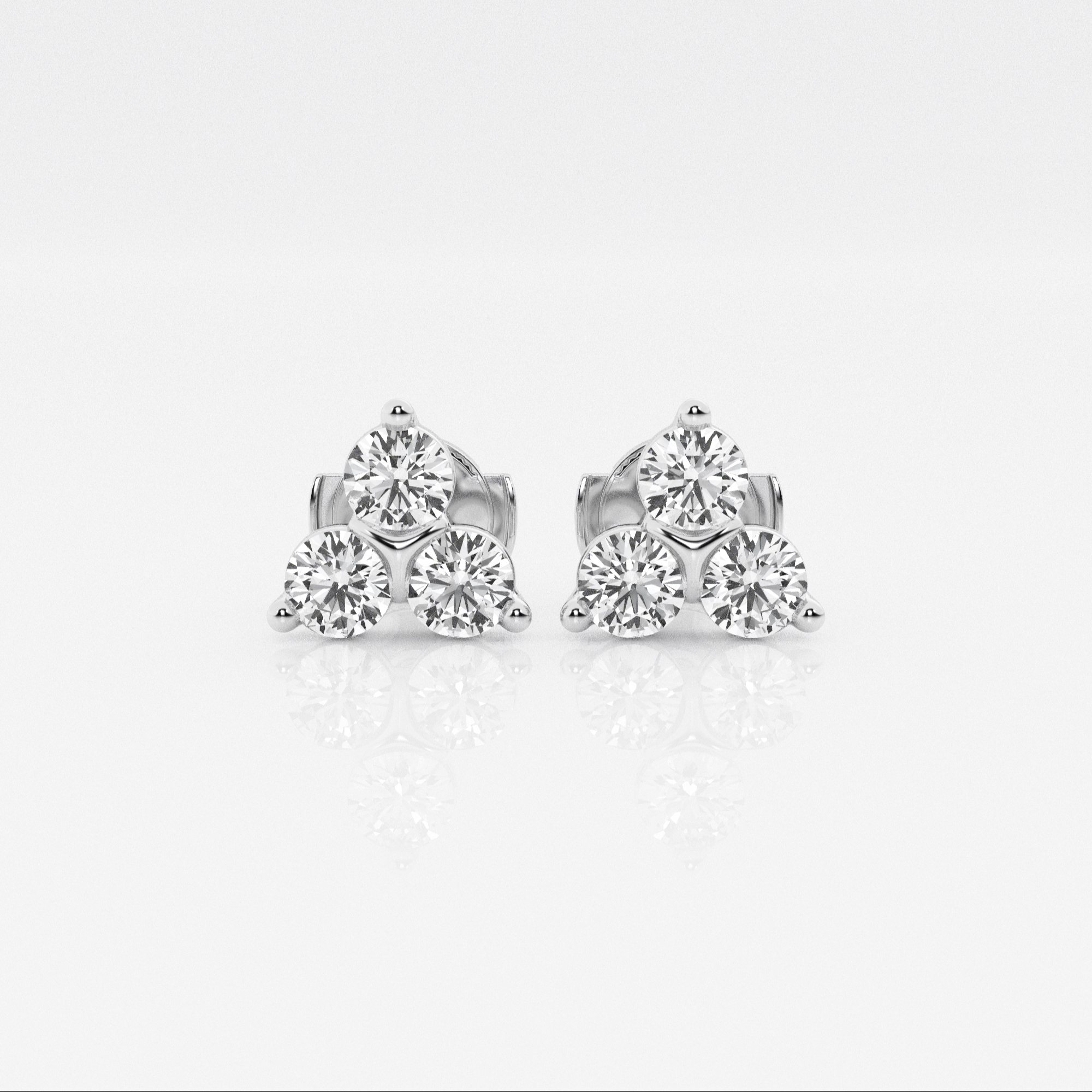 1 1/2 ct.tw. Round Diamond Three Stone Stud Earrings in 14K Gold