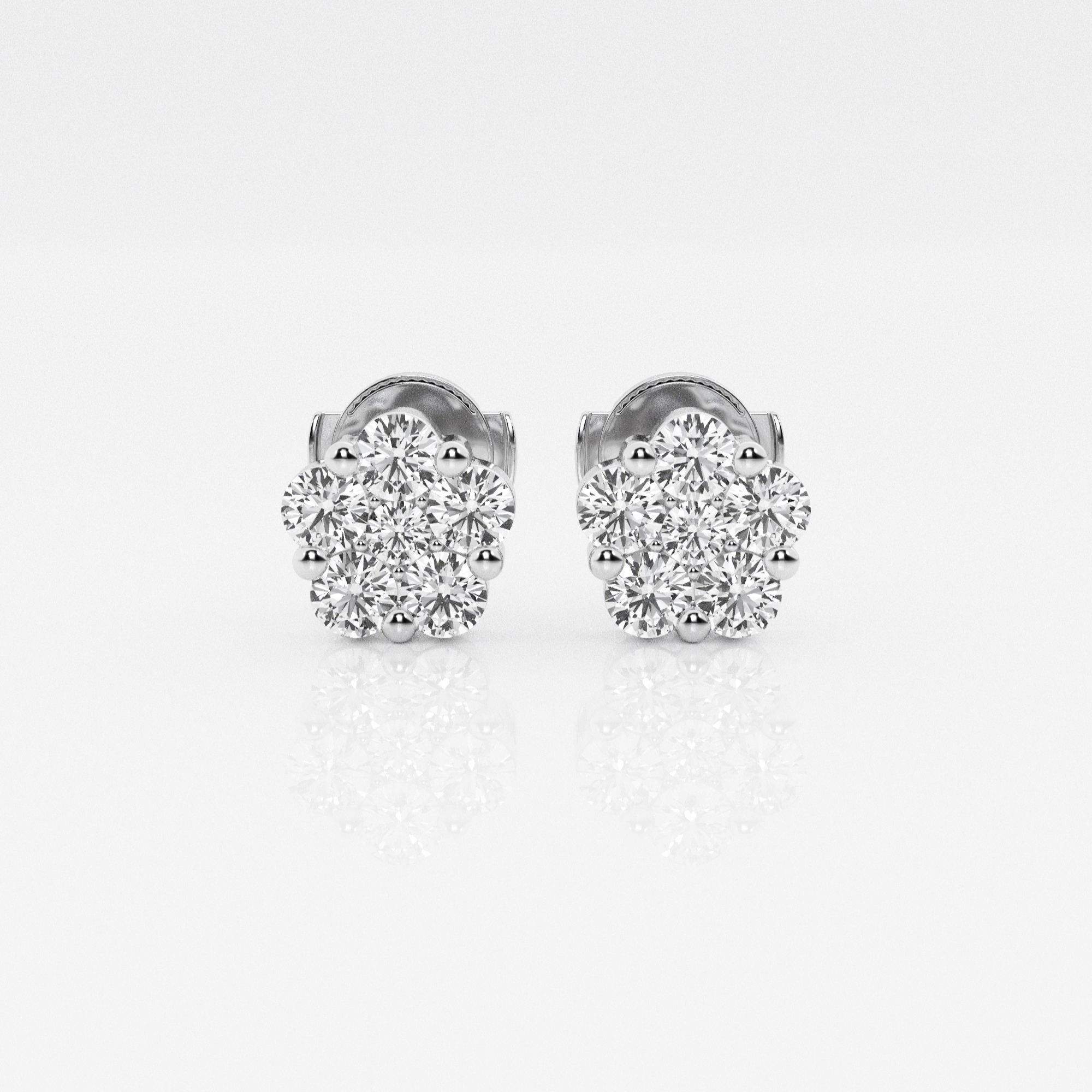 1.00 ct.tw. Round Diamond Flower Stud Earrings in 14K Gold