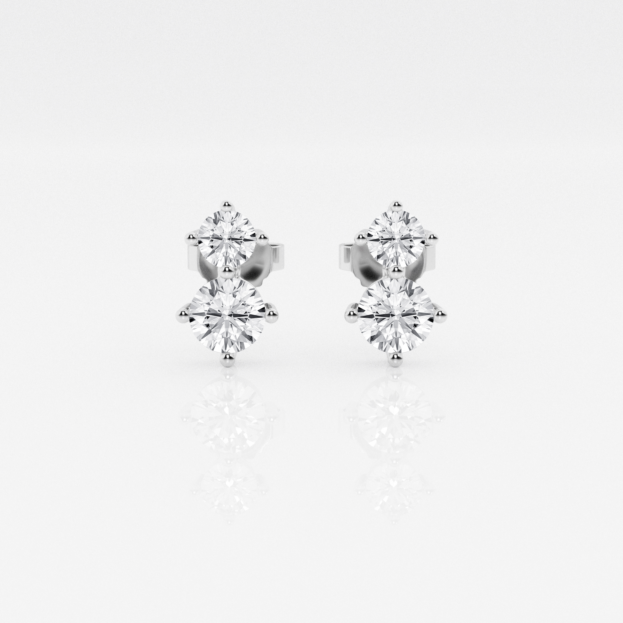 1.00 ct.tw. Round Diamond Two Stone Stud Earrings in 14K Gold