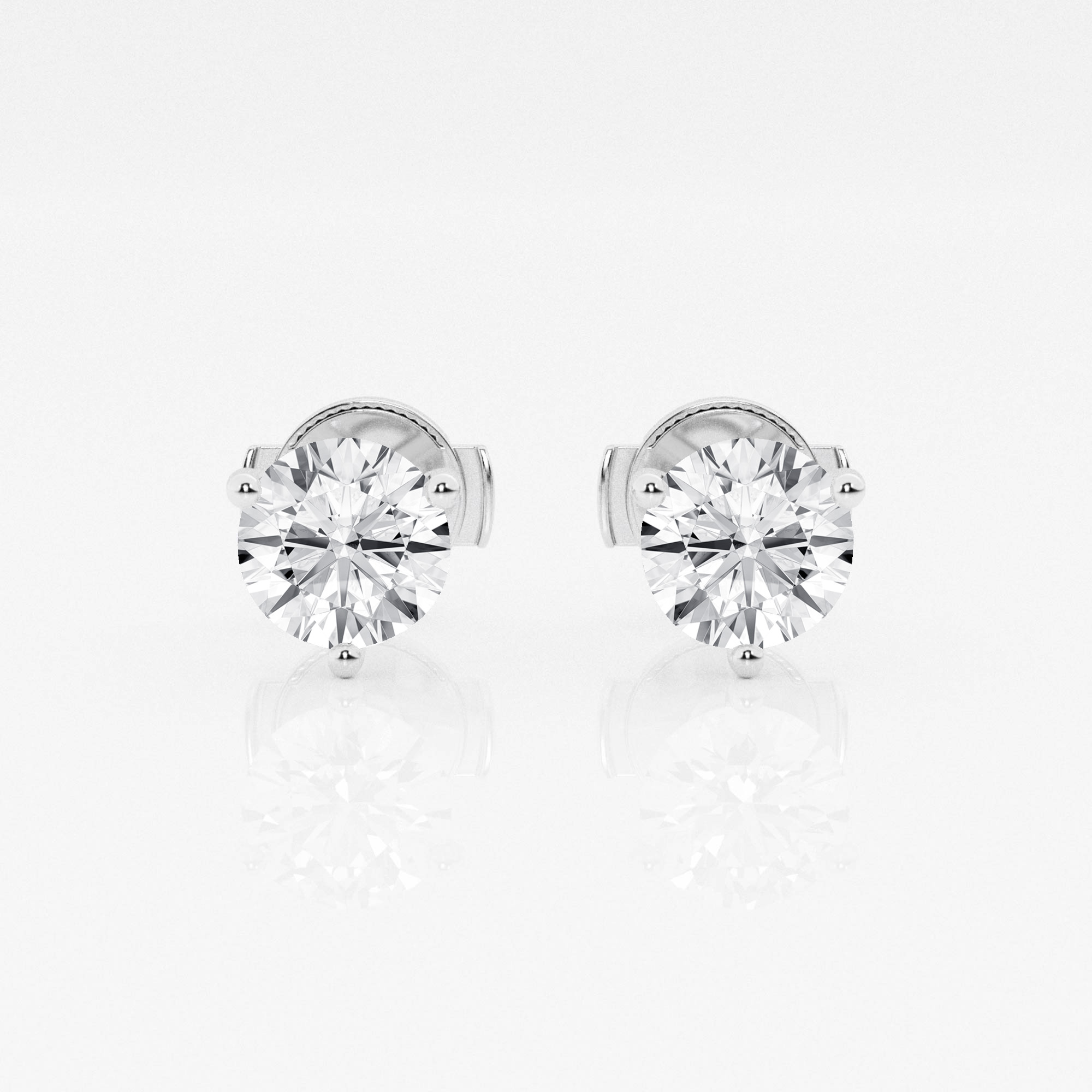 1 1/2 ct. tw. Round Near-Colorless Diamond 3-Prong Martini Stud Earrings in 14K Gold