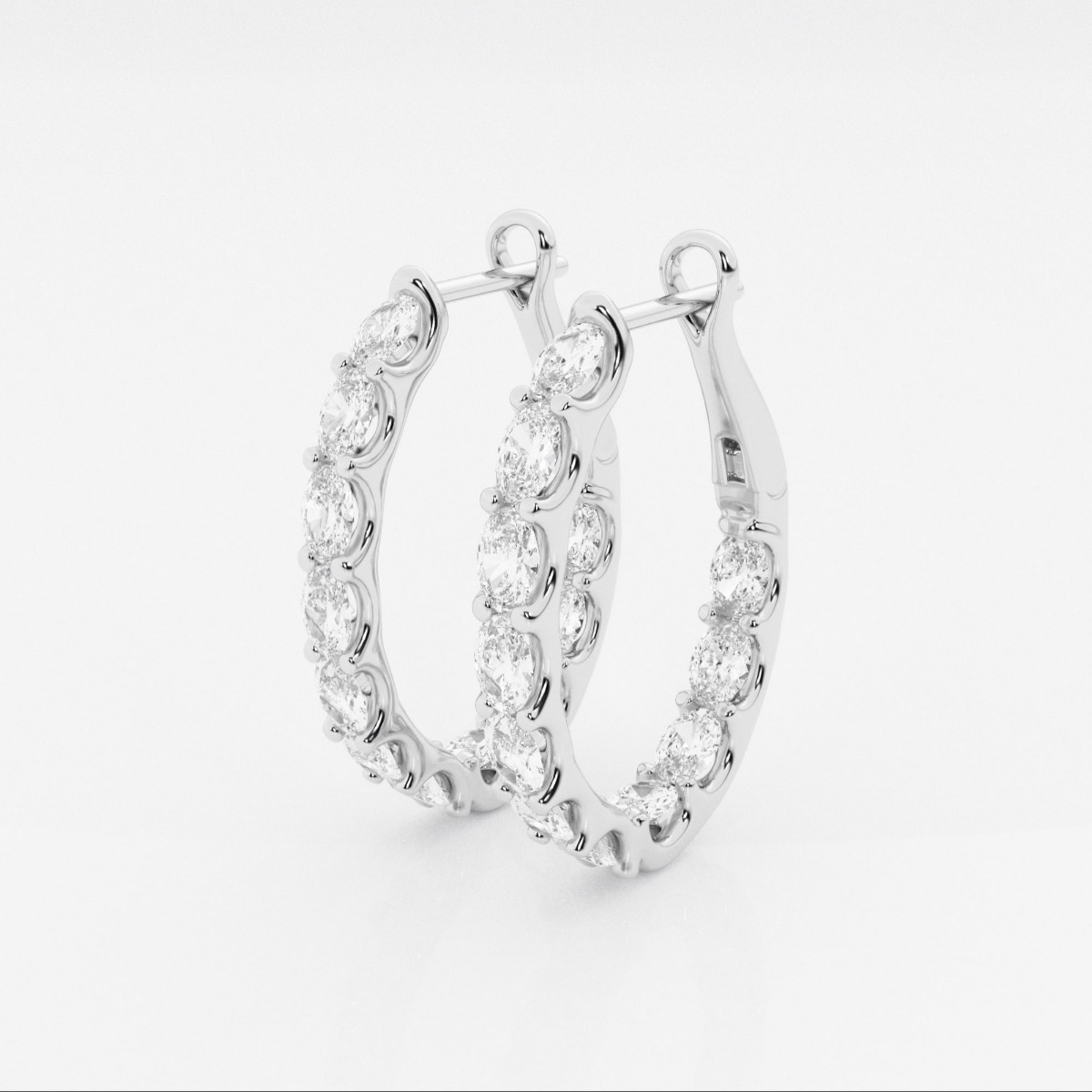 3 ct. tw.Oval Diamond Inside Out Hoop Earrings in 14K Gold