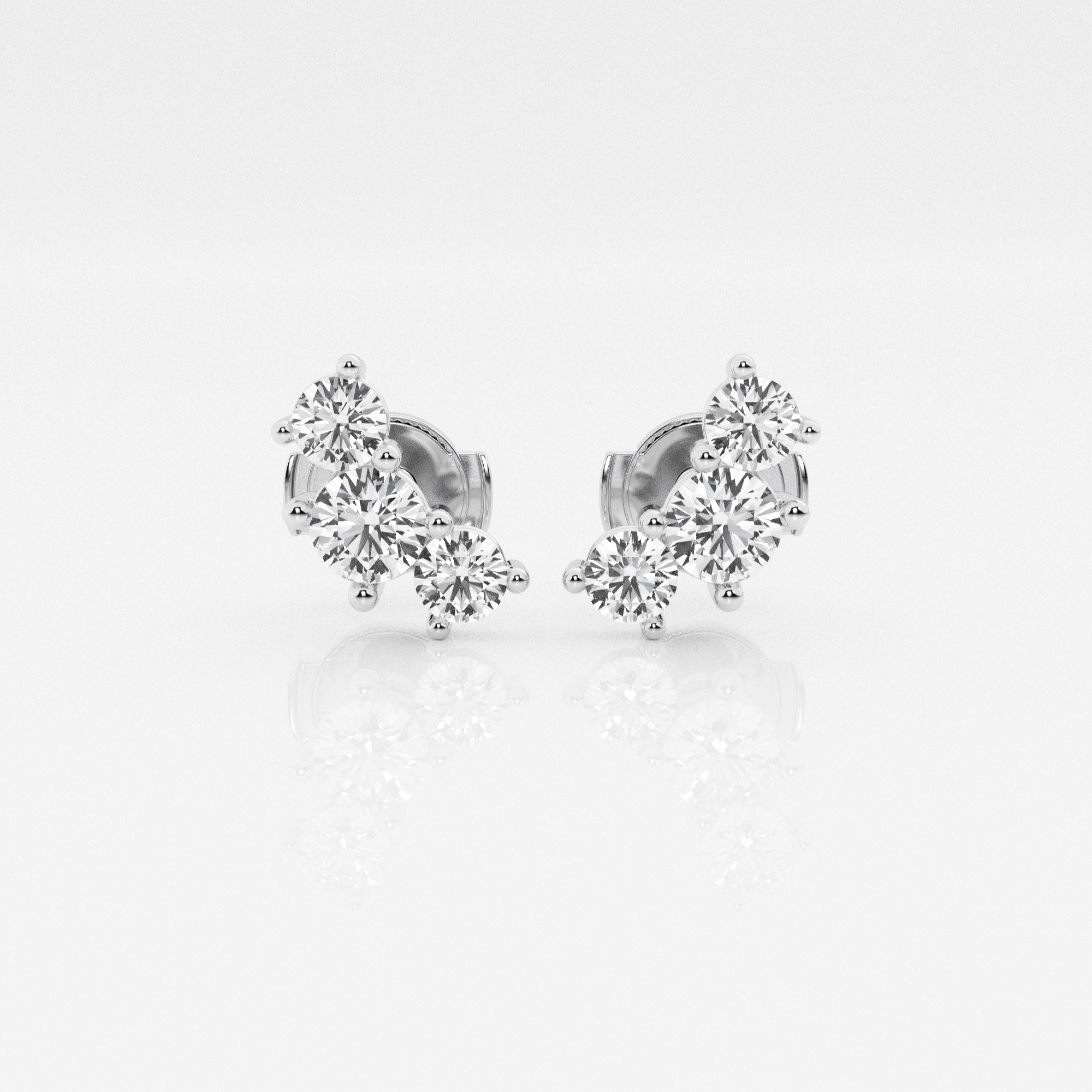 1.00 ct.tw. Round Diamond Three Stone Fashion Earrings in 14K Gold