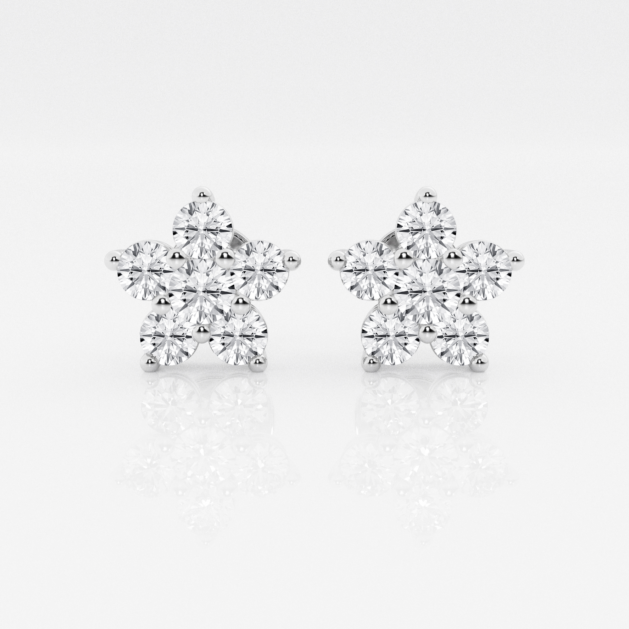 1 1/2 ct.tw. Round Diamond Flower Stud Earrings in 14K Gold