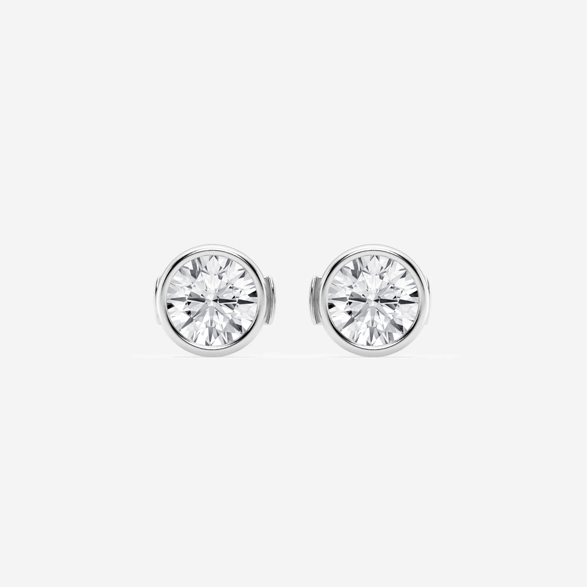 1 1/2 ct. tw. Round Diamond Bezel Set Filigree Solitaire Stud Earrings in 14K Gold