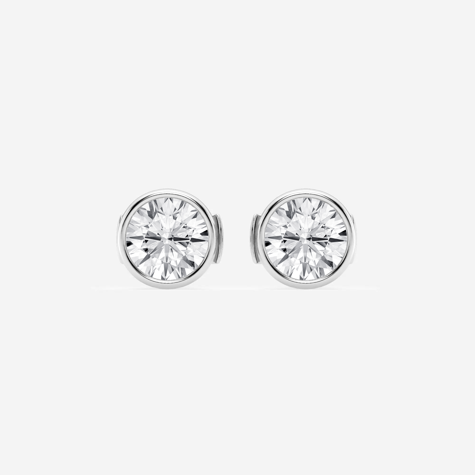 2.00 ct. tw. Round Diamond Bezel Set Filigree Solitaire Stud Earrings in 14K Gold