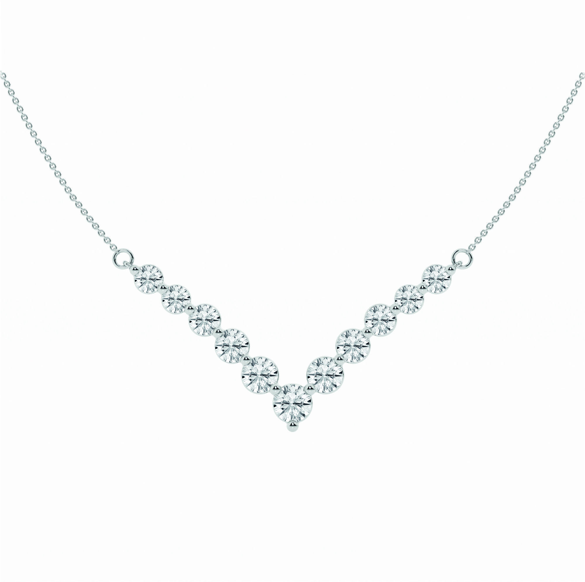 2 1/8 ct. tw. Round Diamond Chevron Fashion Necklace With Adjustable chain in 14K Gold