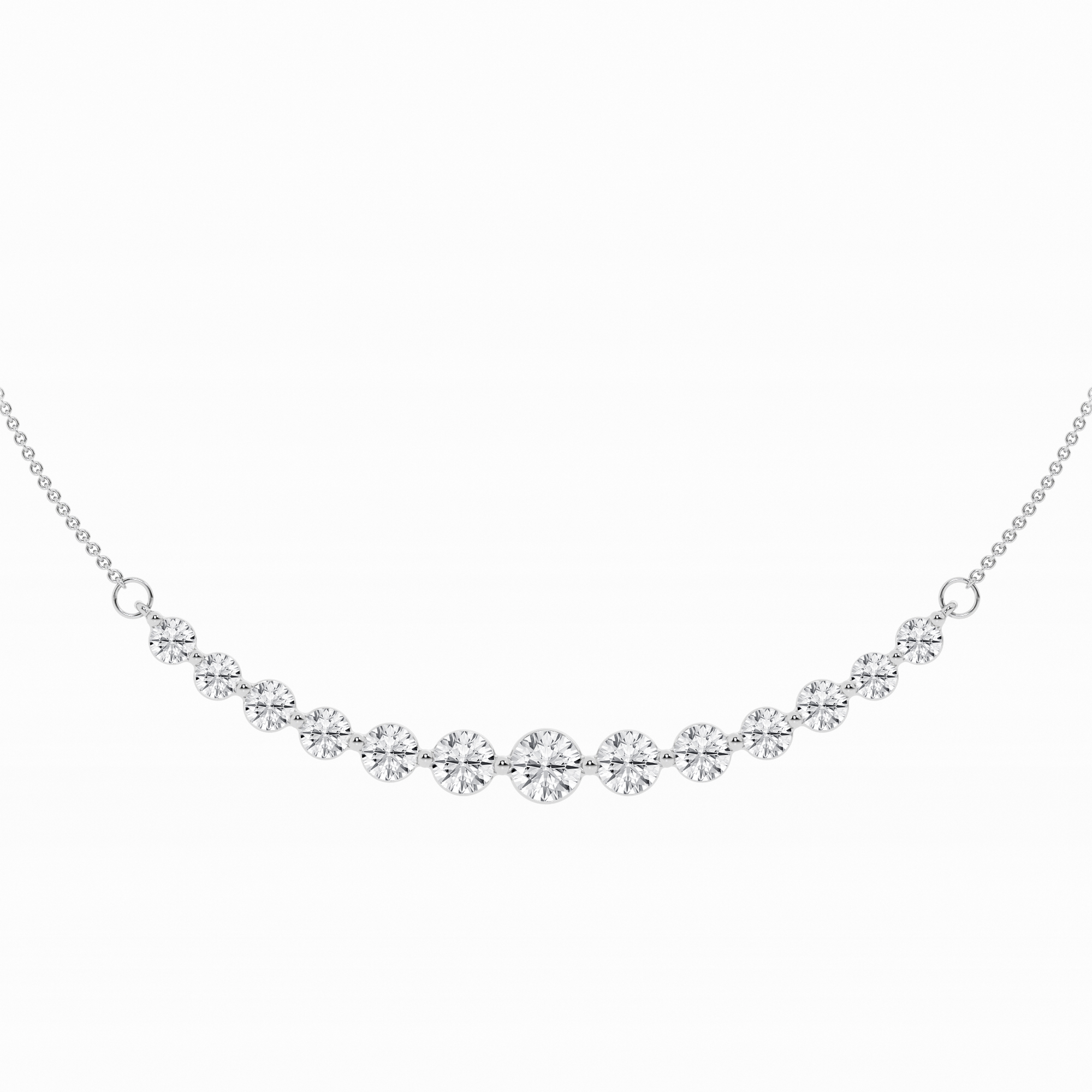 2.00 ct. tw. Round Diamond Curved Center Fashion Necklace With Adjustable chain in 14K Gold