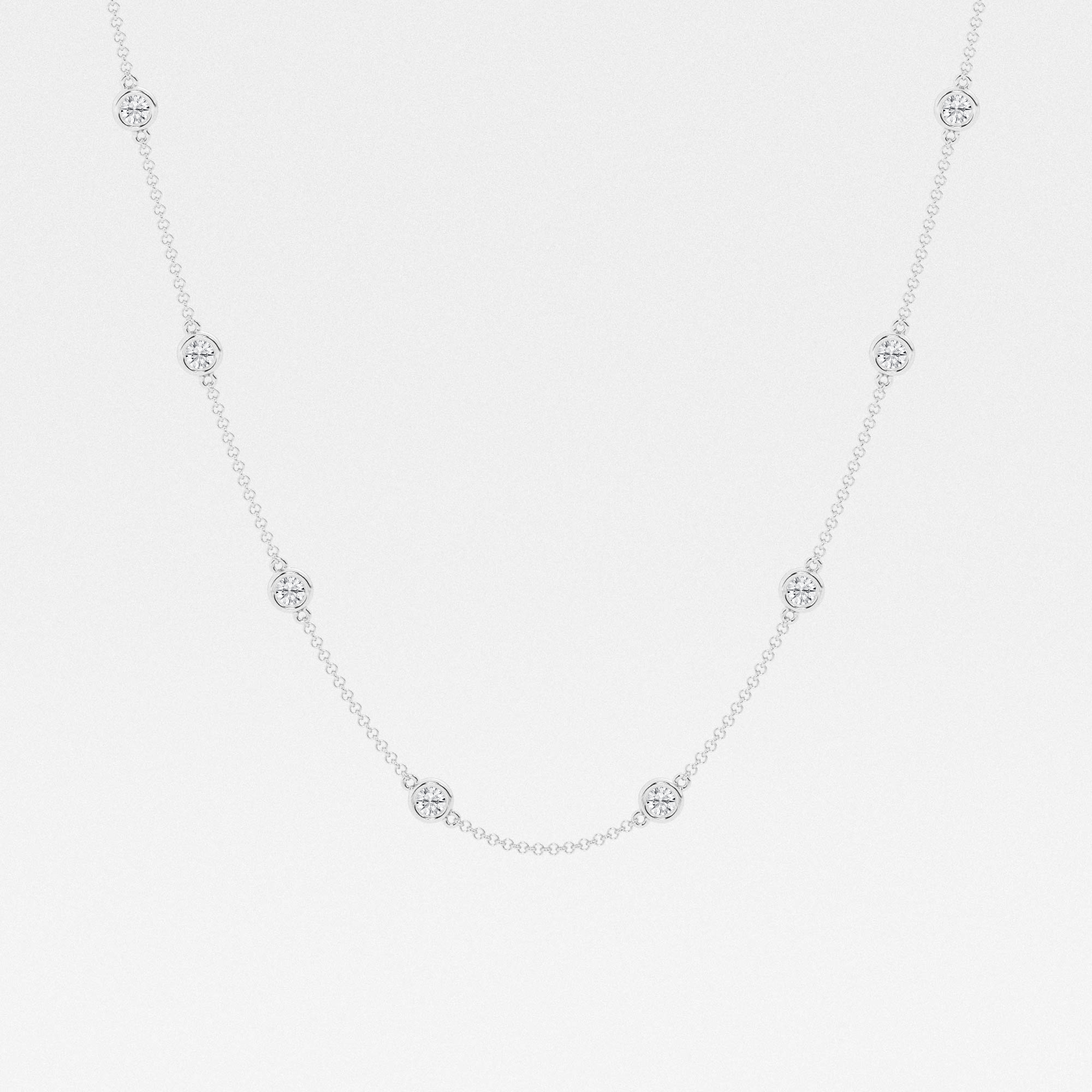 2.01 ct. tw. Round Diamond Station Fashion Necklace With Adjustable Chain in 14K Gold