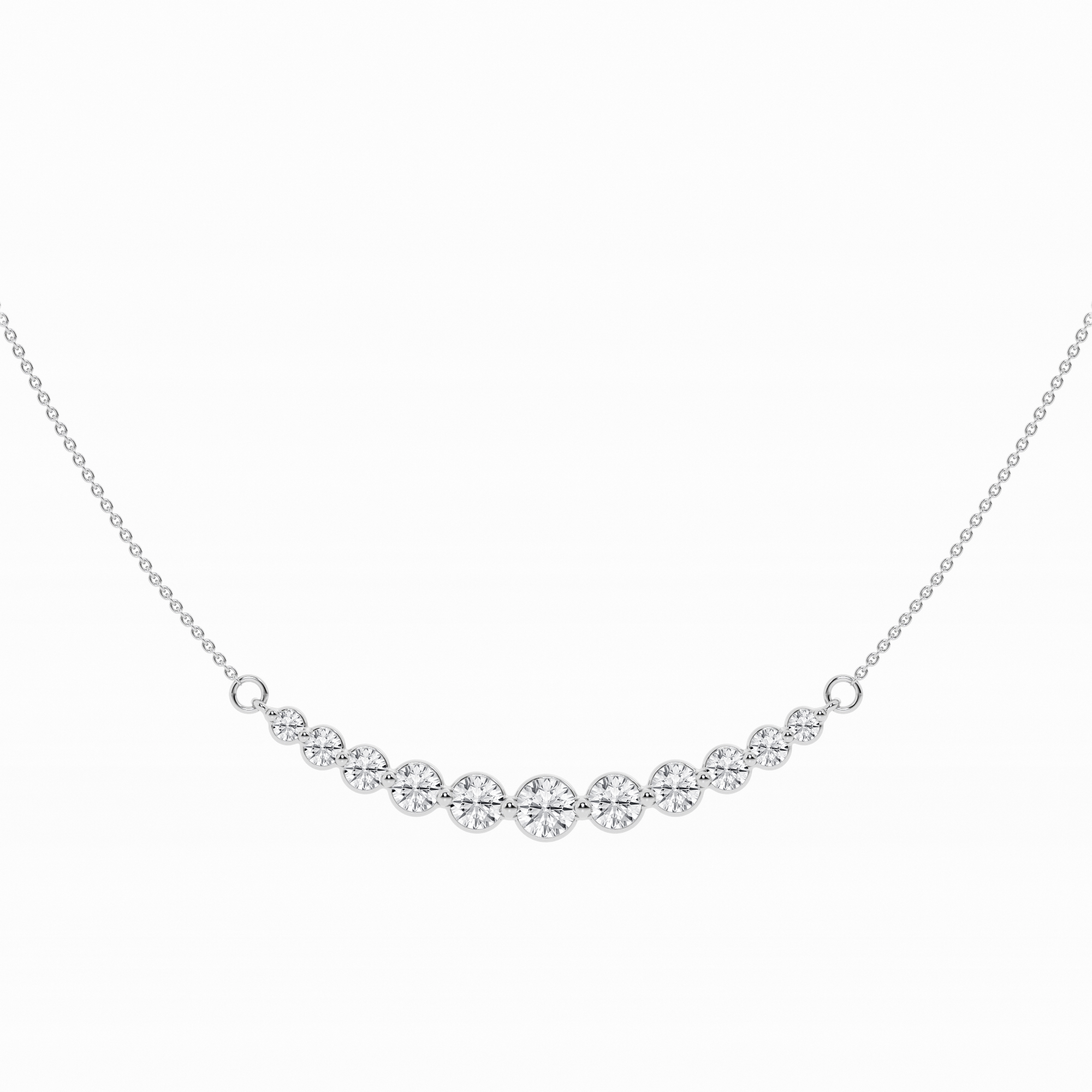 1.06 ct. tw. Round Diamond Curved Center Fashion Necklace With Adjustable Chain in 14K Gold