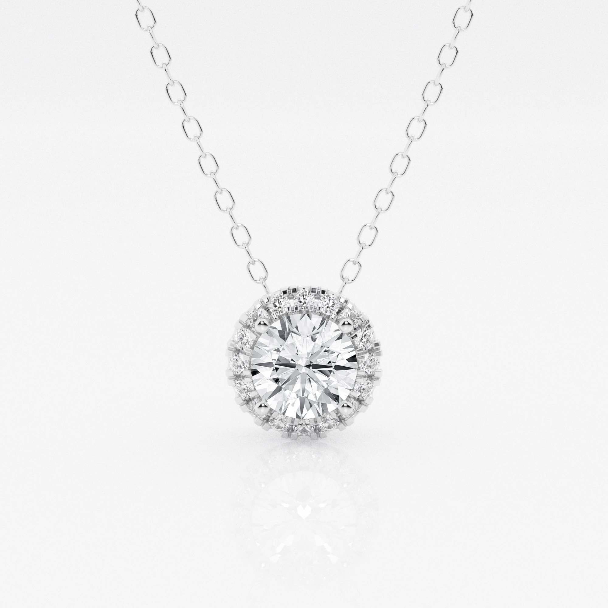 1/2 ct. tw Round Diamond Halo Pendant with Adjustable Chain in 14K Gold