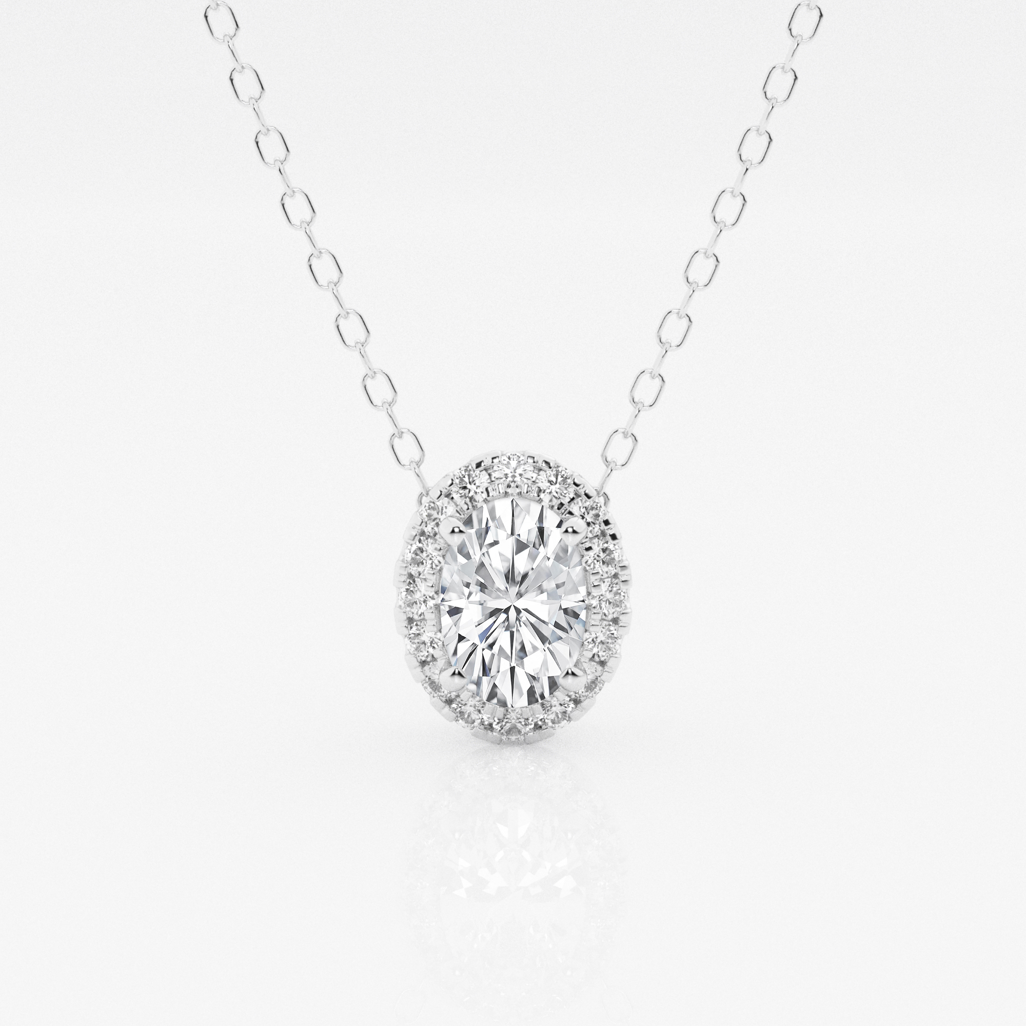 1/2 ct. tw Oval Diamond Halo Pendant with Adjustable Chain in 14K Gold