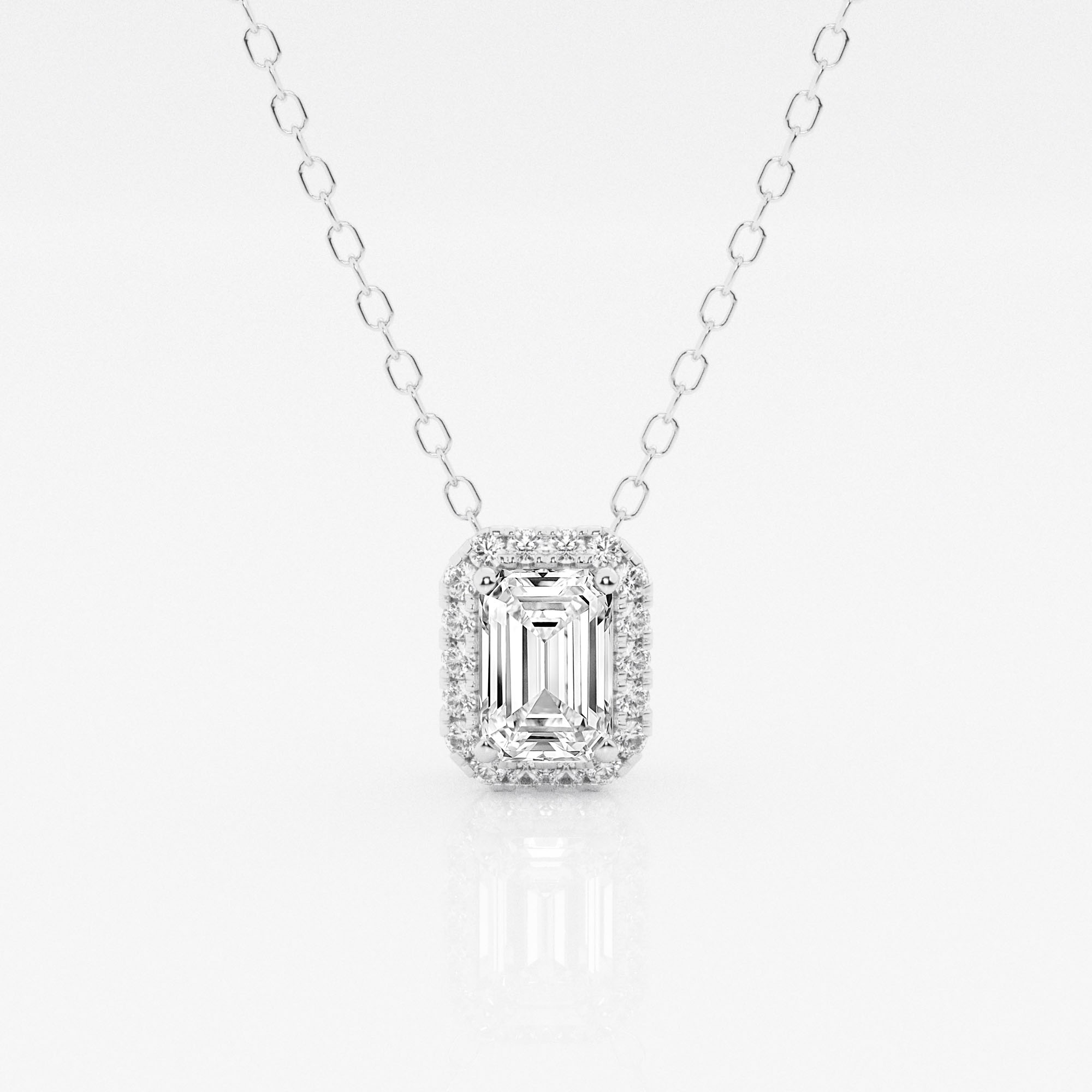 1/2 ct. tw Emerald Diamond Halo Pendant with Adjustable Chain in 14K Gold