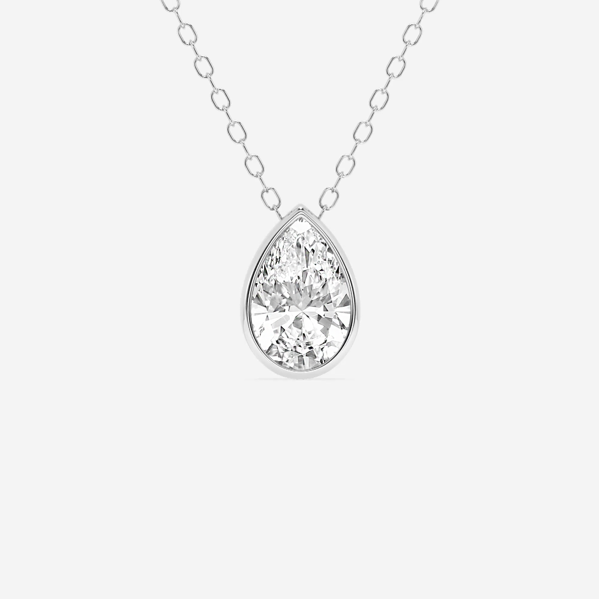 3/4 ct.tw. Pear Diamond Bezel Set Solitaire Pendant with Adjustable Chain in 14K Gold